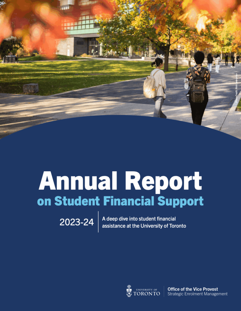 Cover of the U of T 2023-24 Annual Report on Student Financial Support